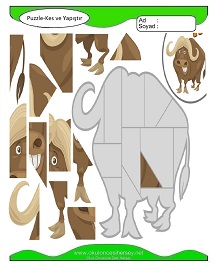 Puzzle Kes Yapıştır Çalışma Sayfaları